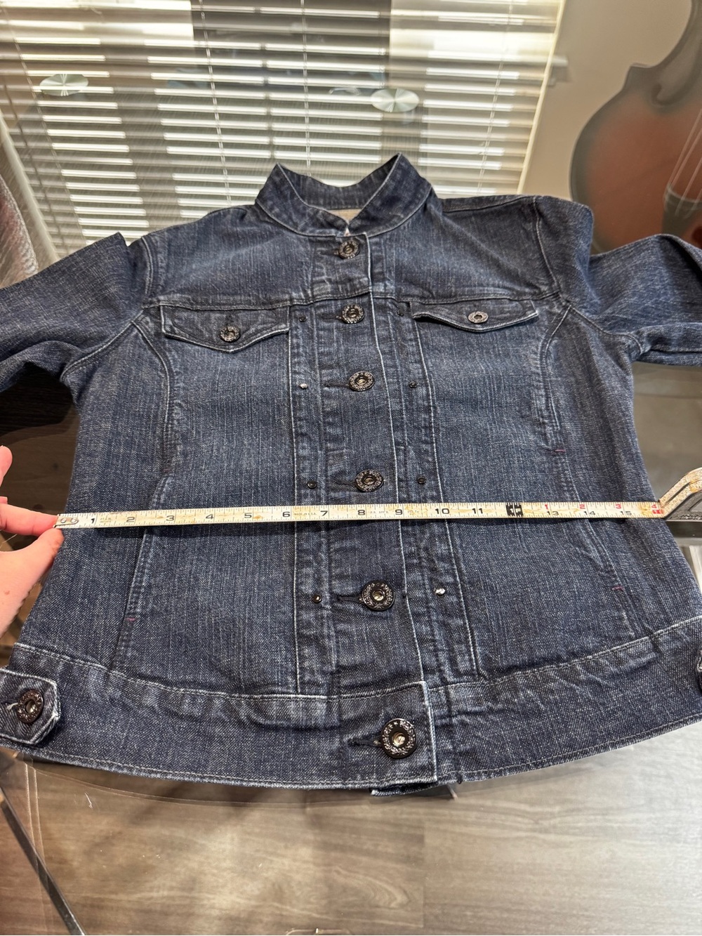 Levi’s Dark Indigo Denim Jacket - Women's Stand Collar Jean Jacket - Picture 9 of 16